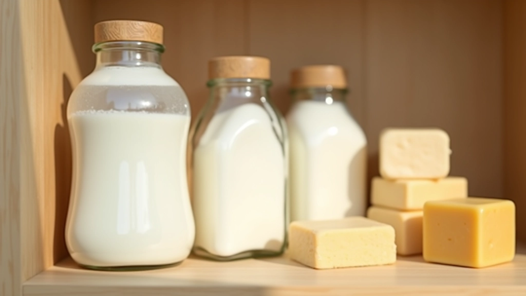 Ingrédients naturels de nettoyage maison : vinaigre blanc, bicarbonate et savon de Marseille dans des contenants en verre